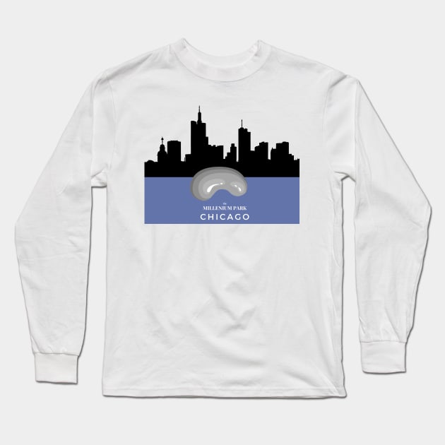 Chicago - The Millenium Park Long Sleeve T-Shirt by DW Arts Design